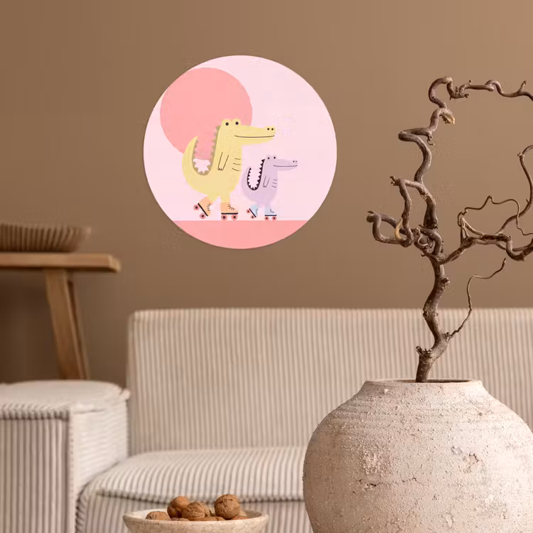 Behangcirkel - Dieren - Skaten - Illustratie - Speels - Roze — 2