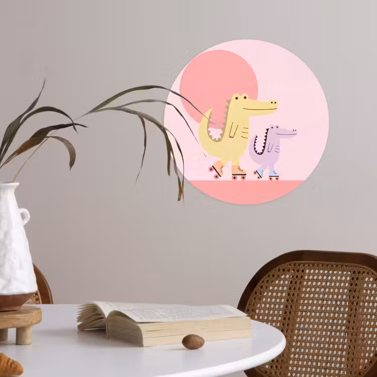 Behangcirkel - Dieren - Skaten - Illustratie - Speels - Roze — 4
