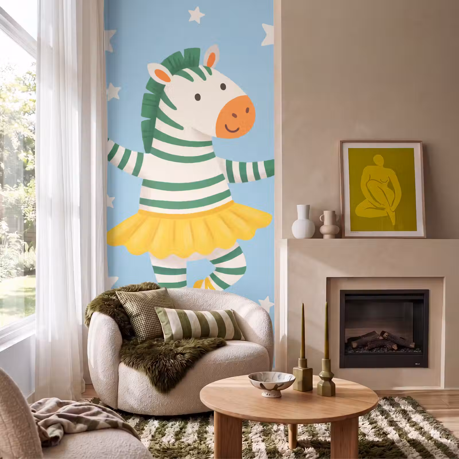 Behang - Dieren - Dans - Illustratie - Kinderkamer - Sterren — 1