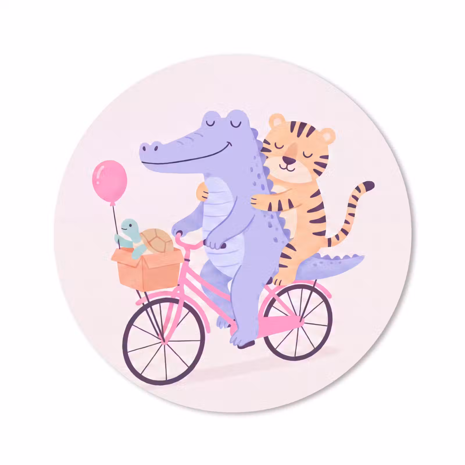 Muismat - Dieren - Fiets - Vriendschap - Illustratie - Roze — 1
