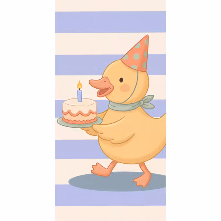 Behang - Vogel - Feest - Taart - Kinder - Illustratie — 2