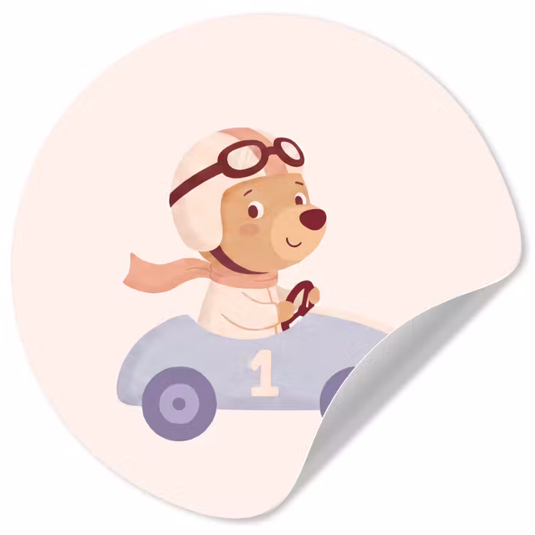 Behangcirkel - Beer - Auto - Kinderkamer - Cartoon - Speels — 1
