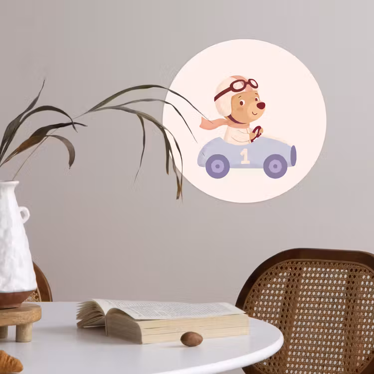 Behangcirkel - Beer - Auto - Kinderkamer - Cartoon - Speels — 4