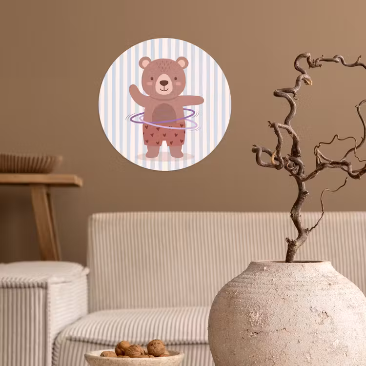 Behangcirkel - Beer - Hoepel - Kinderkamer - Illustratie - Bruin — 2