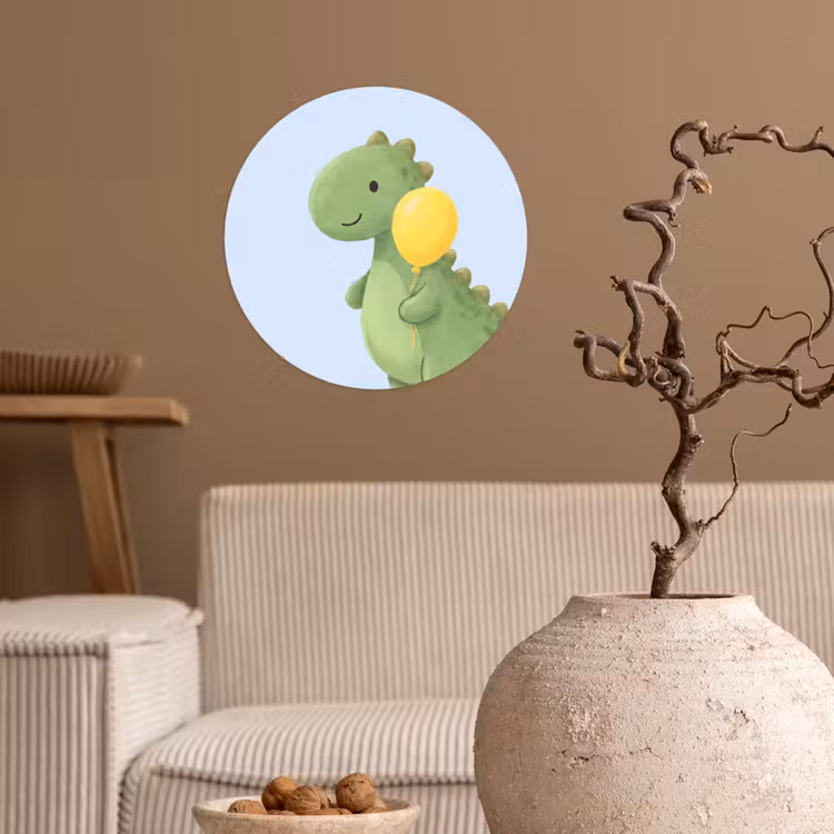Behangcirkel - Dinosaurus - Ballon - Kinderkamer - Illustratie - Groen — 2