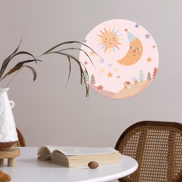 Behangcirkel - Zon - Maan - Sterren - Kinderkamer - Pastel — 4