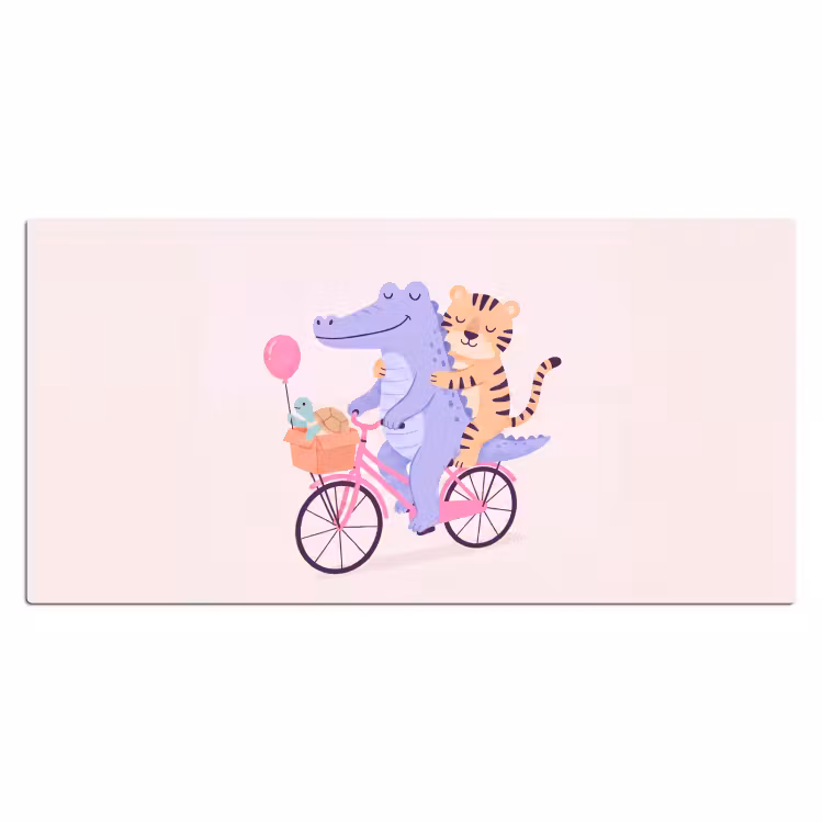 Bureau onderlegger - Dieren - Fiets - Vriendschap - Illustratie - Roze — 2