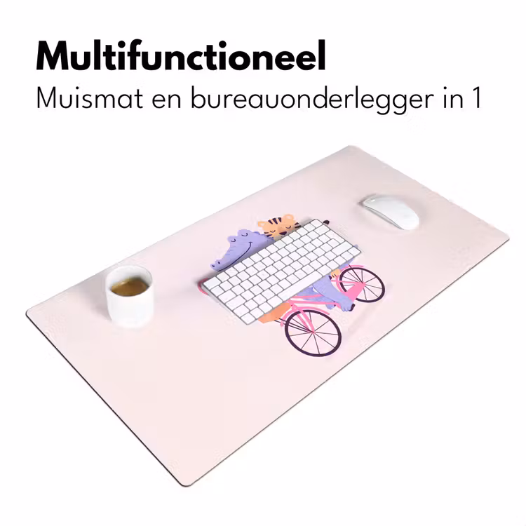 Bureau onderlegger - Dieren - Fiets - Vriendschap - Illustratie - Roze — 7