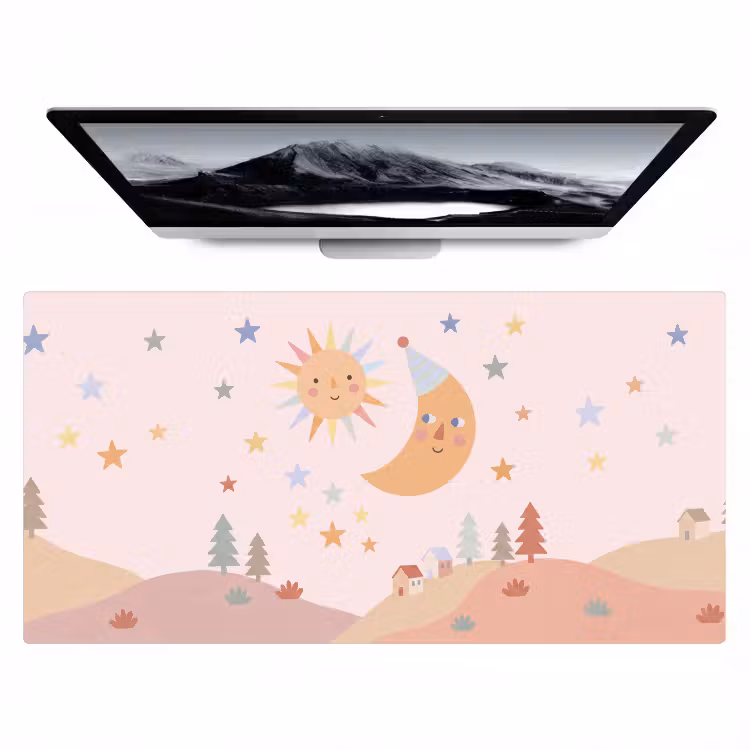 Bureau onderlegger - Zon - Maan - Sterren - Kinderkamer - Pastel — 1