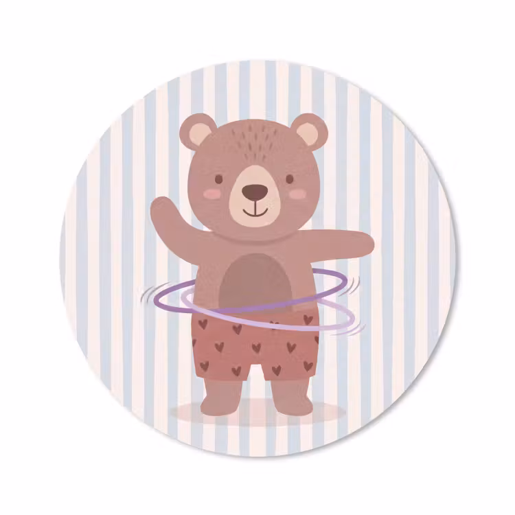 Muismat - Beer - Hoepel - Kinderkamer - Illustratie - Bruin — 1