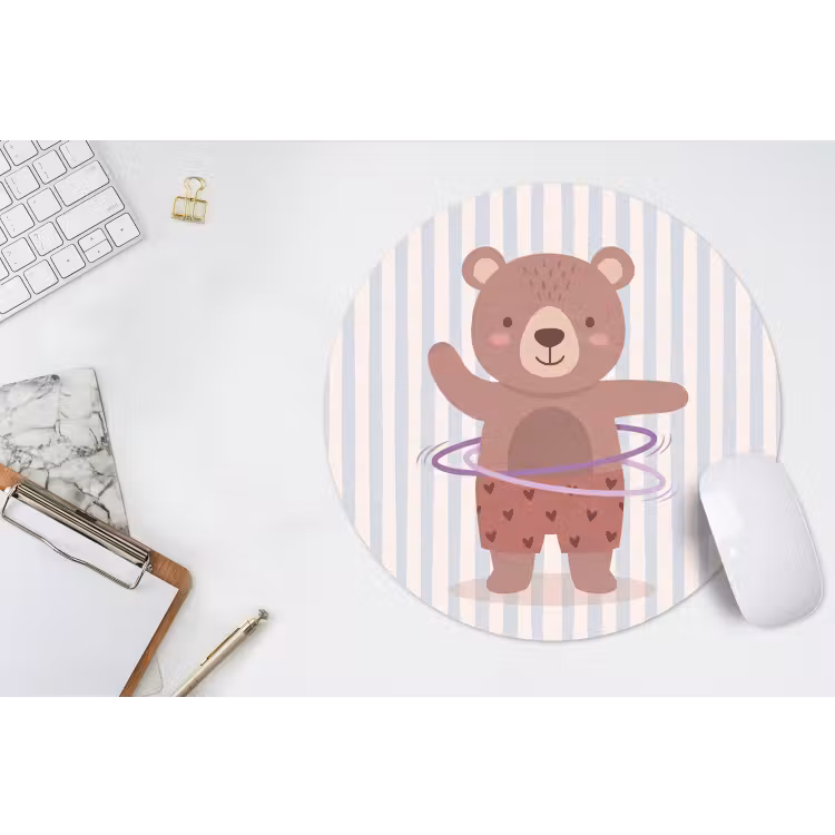 Muismat - Beer - Hoepel - Kinderkamer - Illustratie - Bruin — 2
