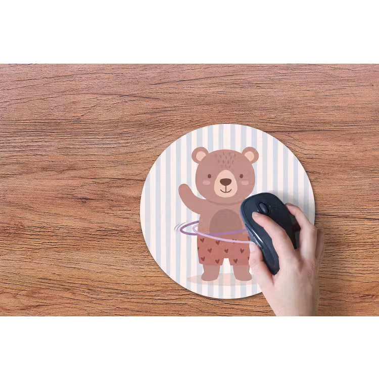 Muismat - Beer - Hoepel - Kinderkamer - Illustratie - Bruin — 3