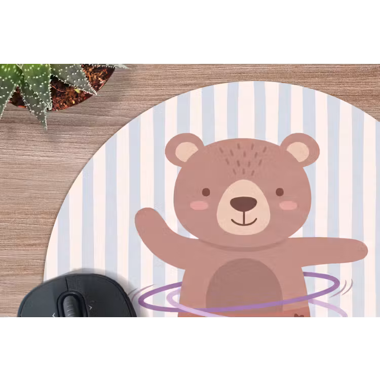 Muismat - Beer - Hoepel - Kinderkamer - Illustratie - Bruin — 4