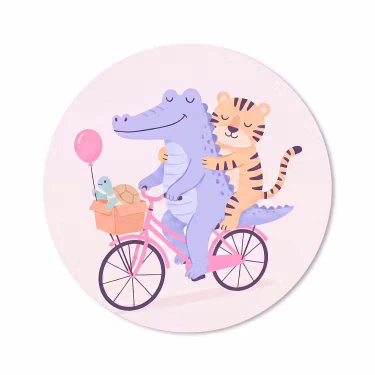 Muismat - Dieren - Fiets - Vriendschap - Illustratie - Roze — 1