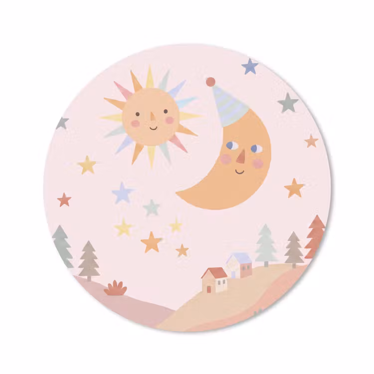 Muismat - Zon - Maan - Sterren - Kinderkamer - Pastel — 1