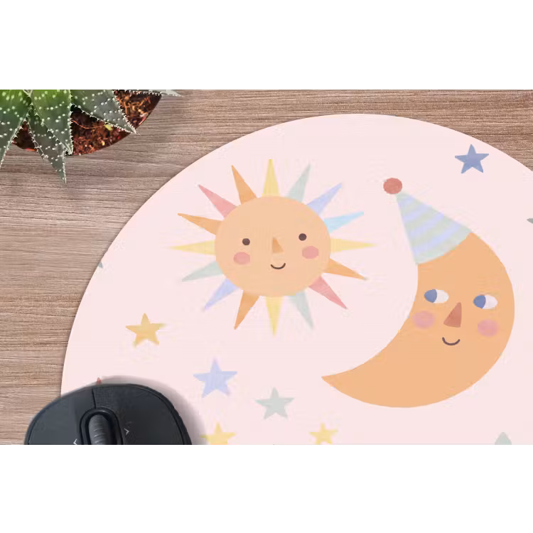 Muismat - Zon - Maan - Sterren - Kinderkamer - Pastel — 4