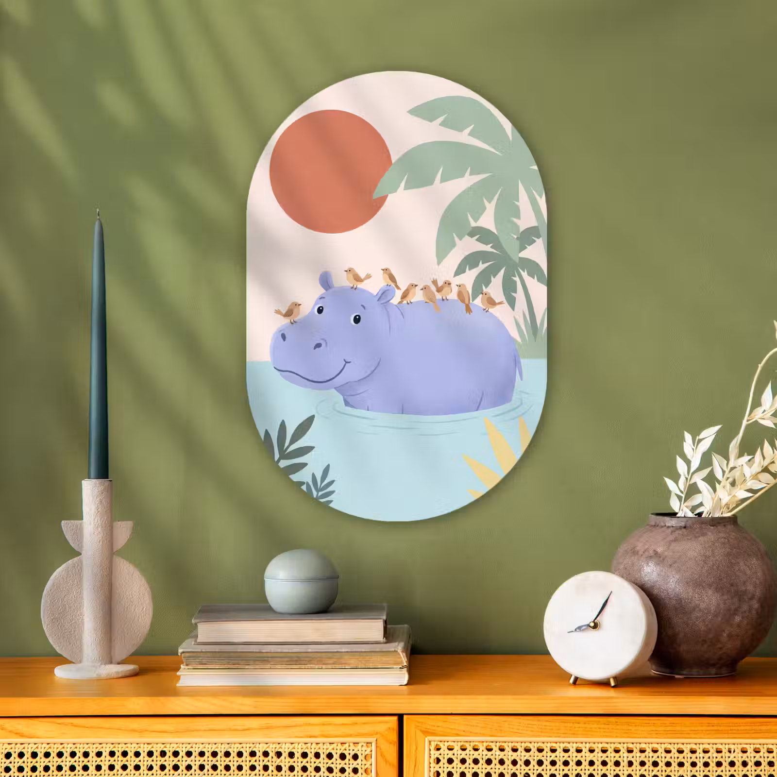 Muurovaal - Kunststof - Dieren - Vogel - Water - Natuur - Illustratie — 1