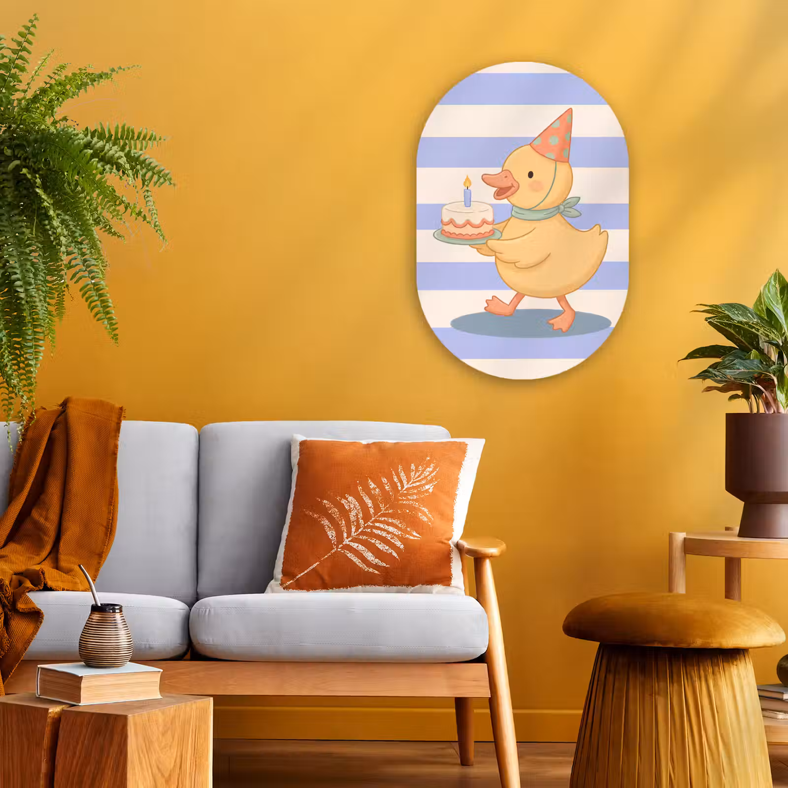 Muurovaal - Kunststof - Vogel - Feest - Taart - Kinder - Illustratie — 1