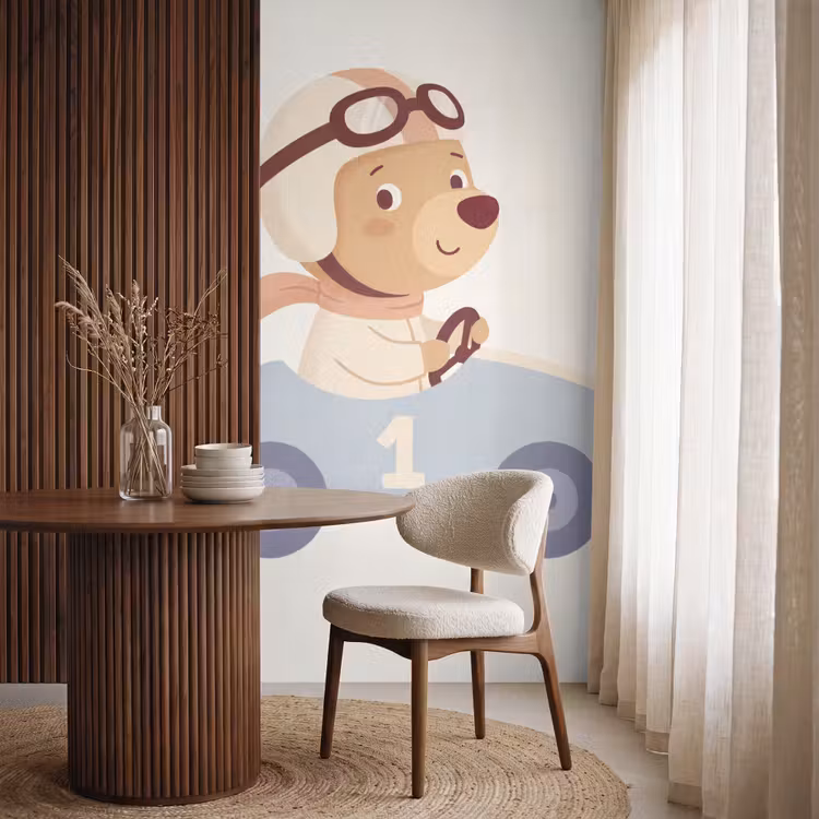 Behang - Beer - Auto - Kinderkamer - Cartoon - Speels — 4