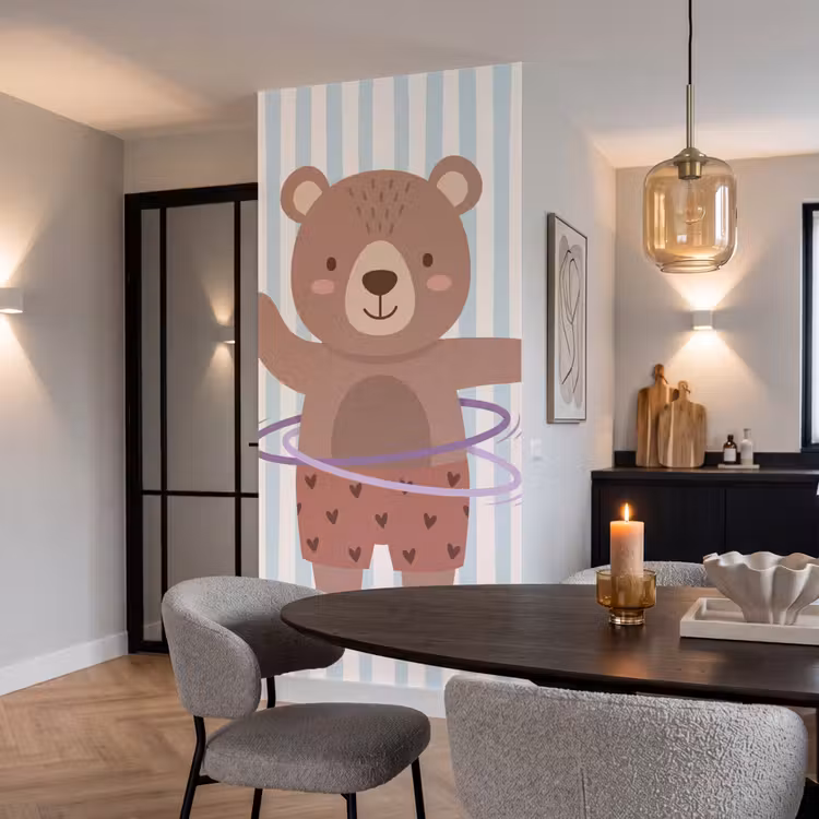 Behang - Beer - Hoepel - Kinderkamer - Illustratie - Bruin — 5