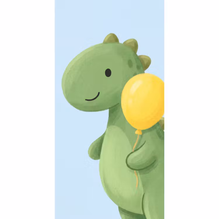 Behang - Dinosaurus - Ballon - Kinderkamer - Illustratie - Groen — 2