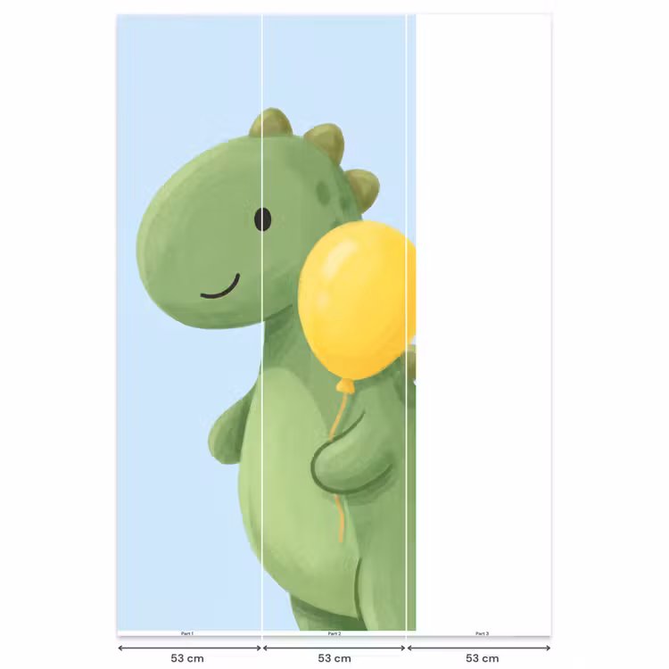 Behang - Dinosaurus - Ballon - Kinderkamer - Illustratie - Groen — 6