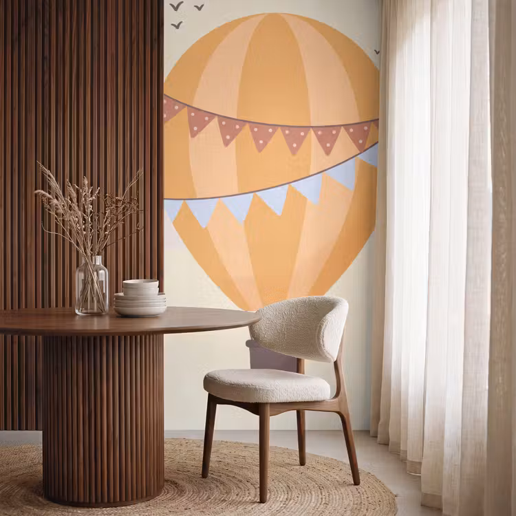 Behang - Luchtballon - Slingers - Avontuur - Illustratie - Oranje — 4