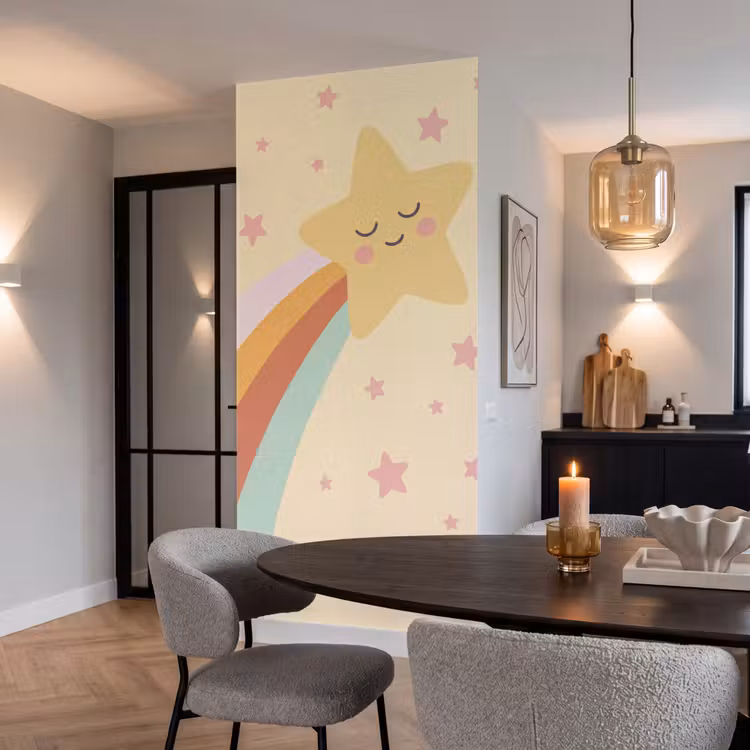 Behang - Ster - Regenboog - Nacht - Illustratie - Pastel — 5