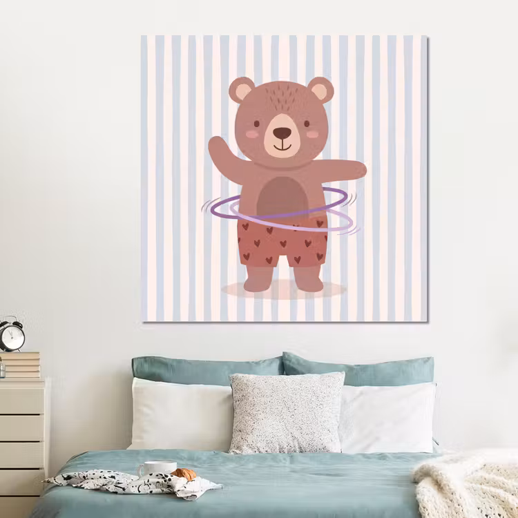 Forex - Beer - Hoepel - Kinderkamer - Illustratie - Bruin — 2