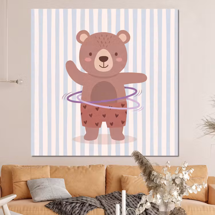 Forex - Beer - Hoepel - Kinderkamer - Illustratie - Bruin — 4