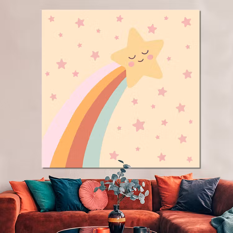 Forex - Ster - Regenboog - Nacht - Illustratie - Pastel — 3