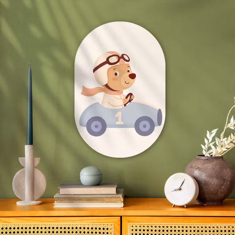 Muurovaal - Kunststof - Beer - Auto - Kinderkamer - Cartoon - Speels — 1