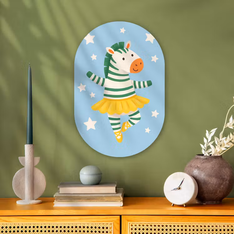 Muurovaal - Kunststof - Dieren - Dans - Illustratie - Kinderkamer - Sterren — 2