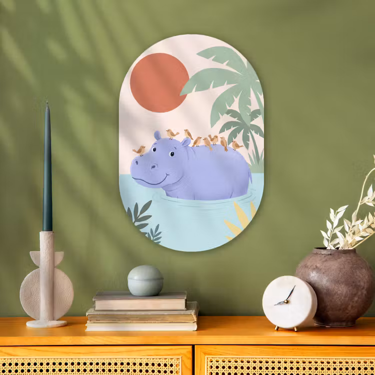Muurovaal - Kunststof - Dieren - Vogel - Water - Natuur - Illustratie — 1