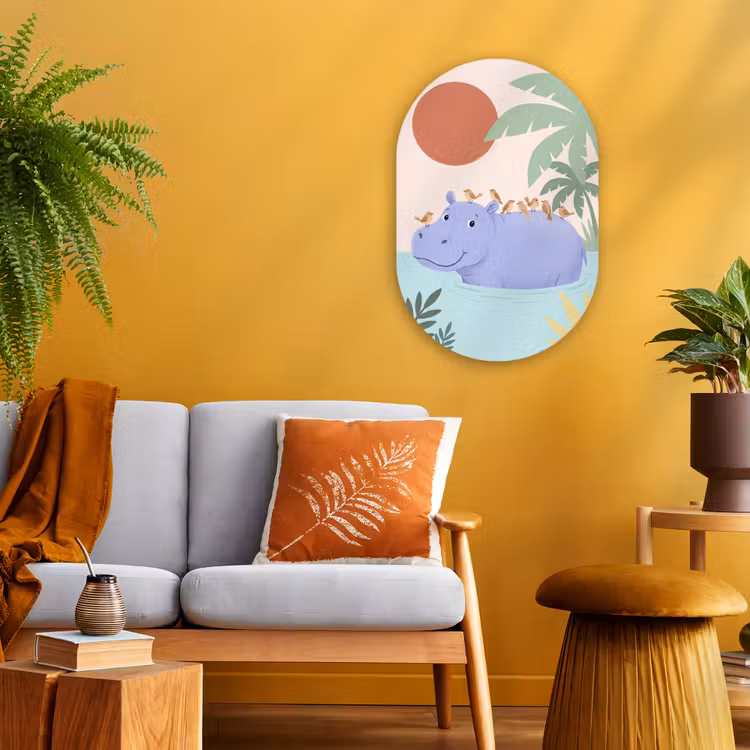 Muurovaal - Kunststof - Dieren - Vogel - Water - Natuur - Illustratie — 2