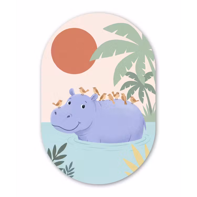 Muurovaal - Kunststof - Dieren - Vogel - Water - Natuur - Illustratie — 3