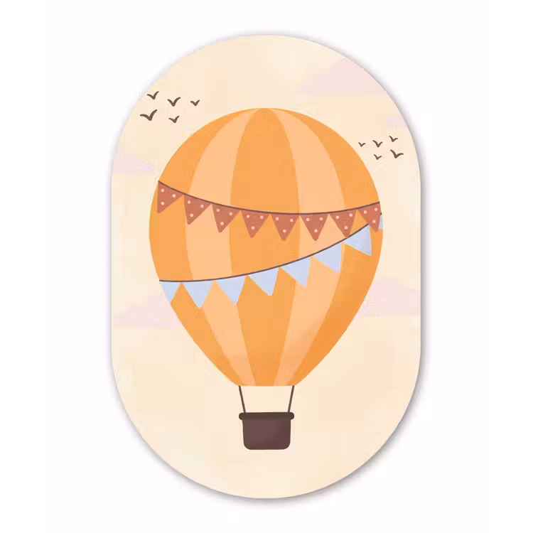 Muurovaal - Kunststof - Luchtballon - Slingers - Avontuur - Illustratie - Oranje — 3