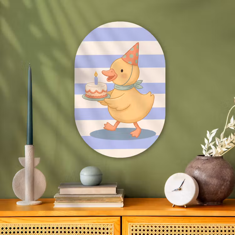 Muurovaal - Kunststof - Vogel - Feest - Taart - Kinder - Illustratie — 2