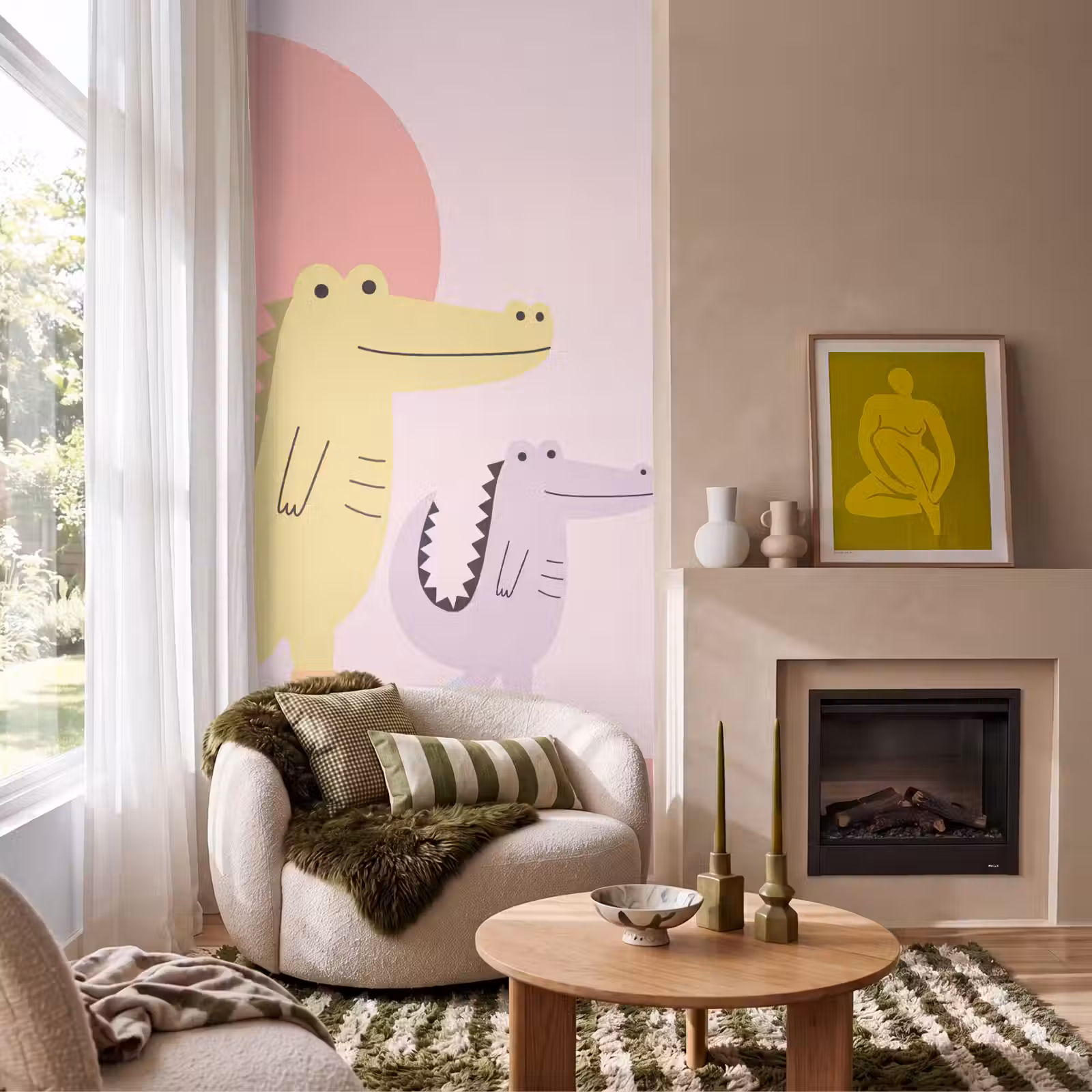 Behang - Dieren - Skaten - Illustratie - Speels - Roze — 1