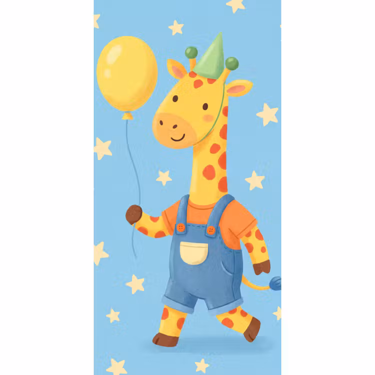 Behang - Dieren - Giraffe - Ballon - Feest - Kinderkamer — 2
