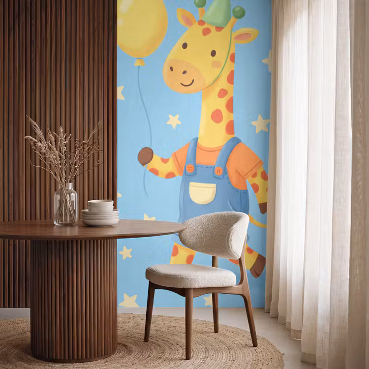 Behang - Dieren - Giraffe - Ballon - Feest - Kinderkamer — 4