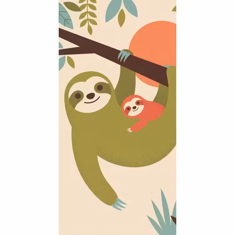 Behang - Dieren - Moeder - Baby - Natuur - Groen — 2