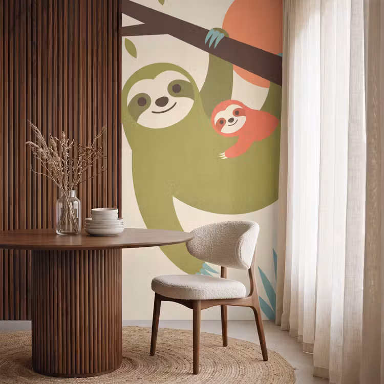 Behang - Dieren - Moeder - Baby - Natuur - Groen — 4