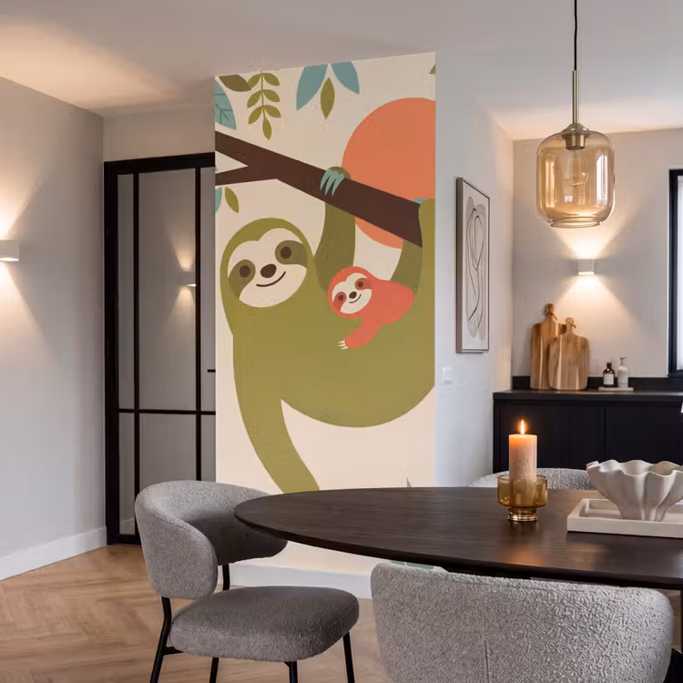 Behang - Dieren - Moeder - Baby - Natuur - Groen — 5