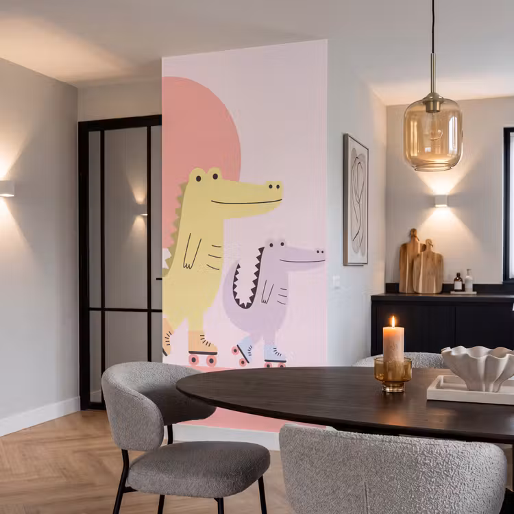 Behang - Dieren - Skaten - Illustratie - Speels - Roze — 5