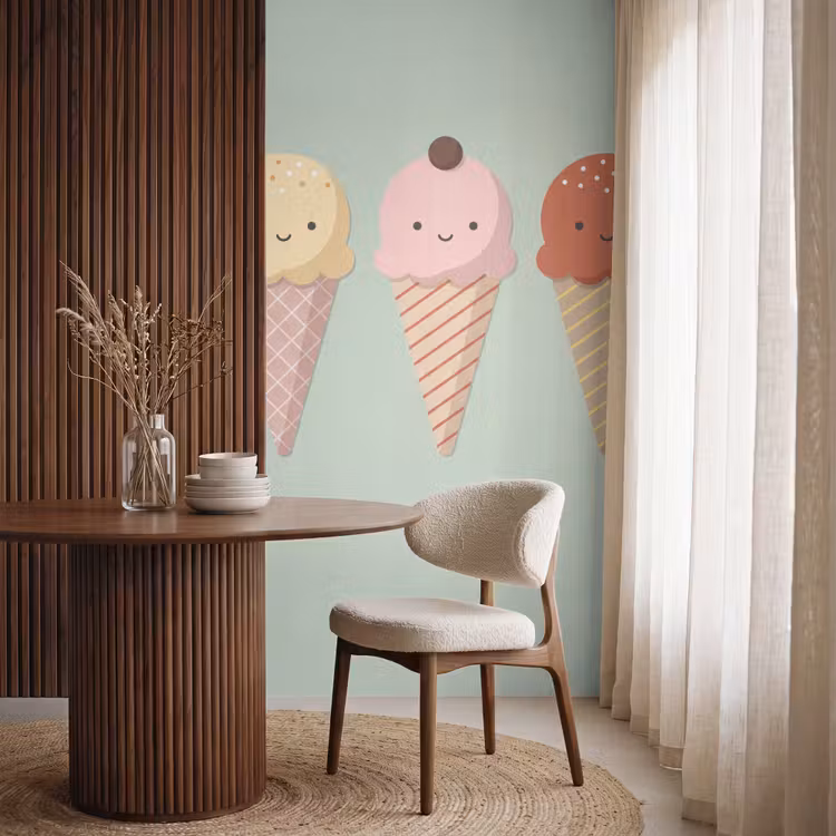Behang - IJs - Hoorntjes - Eten - Illustratie - Vrolijk — 4