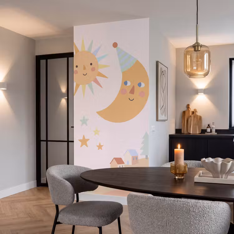 Behang - Zon - Maan - Sterren - Kinderkamer - Pastel — 5