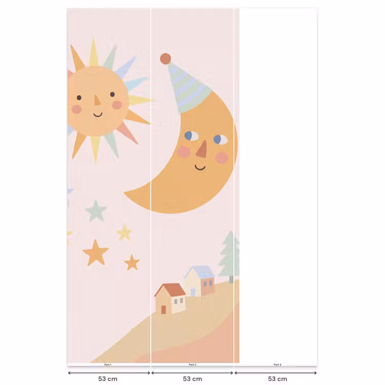 Behang - Zon - Maan - Sterren - Kinderkamer - Pastel — 6