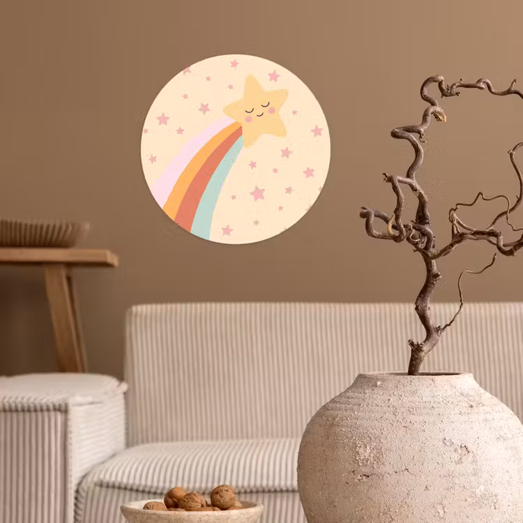 Behangcirkel - Ster - Regenboog - Nacht - Illustratie - Pastel — 2