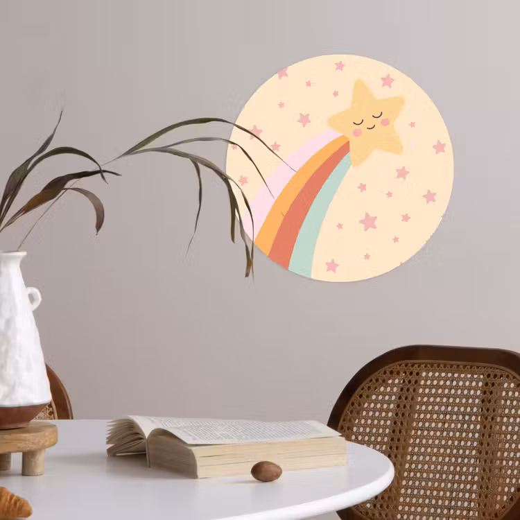 Behangcirkel - Ster - Regenboog - Nacht - Illustratie - Pastel — 4